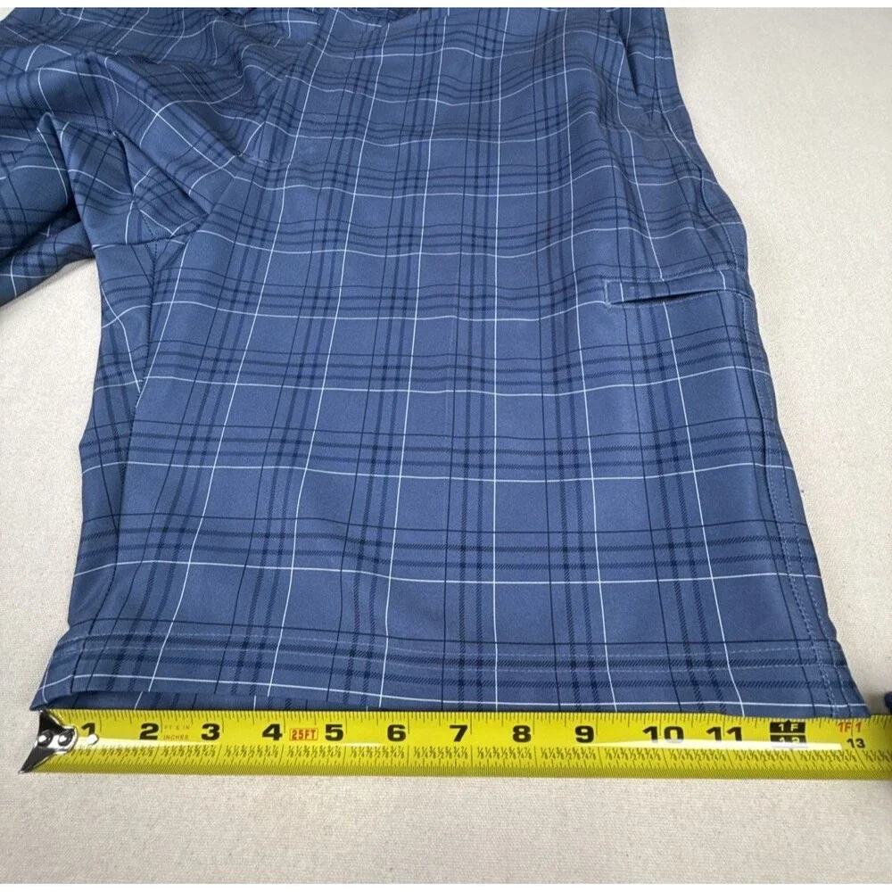 Pebble Beach Performance Men's Golf Shorts Blue Plaid Size 42 Moisture Wicking